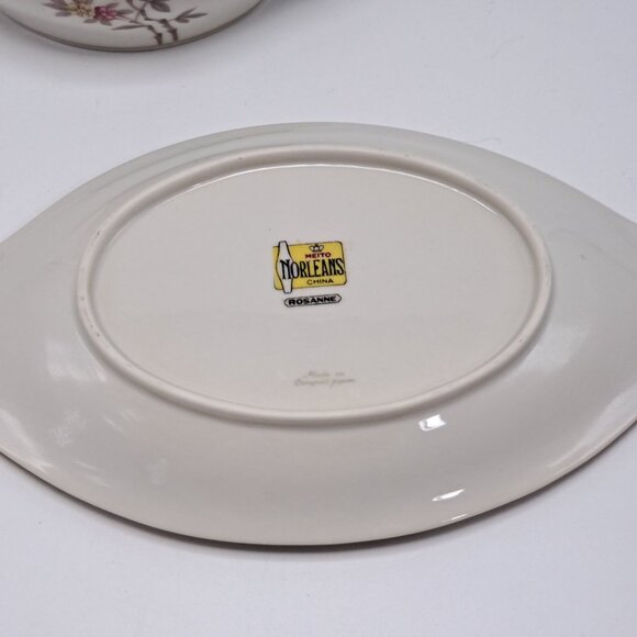 Occupied JAPAN MEITO NORLEANS Red Floral “Rosanne” Gravy Boat with Underplate - Picture 12 of 12